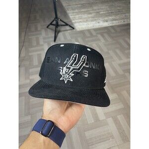 NBA San Antonio Spurs Hat Black & White Snap-back Basketball Under Brim Logo